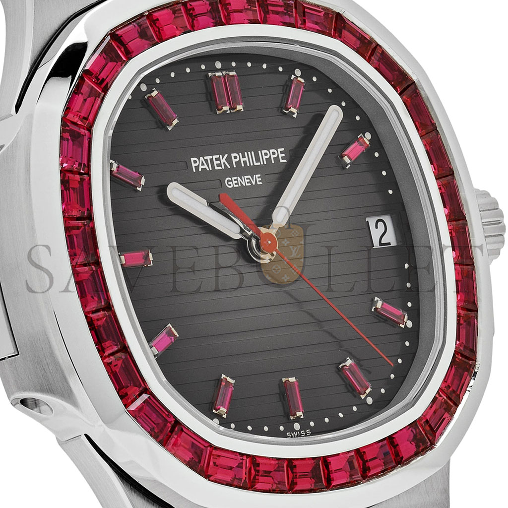 P**ek Ph**ppe nautilus platinum grey dial ruby bezel 5711/112p-001